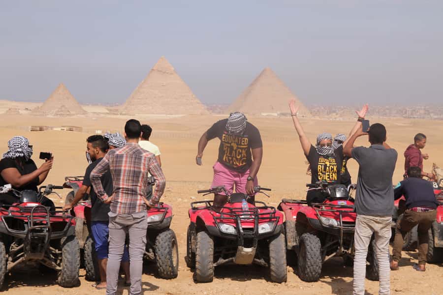 Cairo: Giza Pyramids Tour with Quad Bike Safari & Camel Ride - Timing, languages, and cancellation