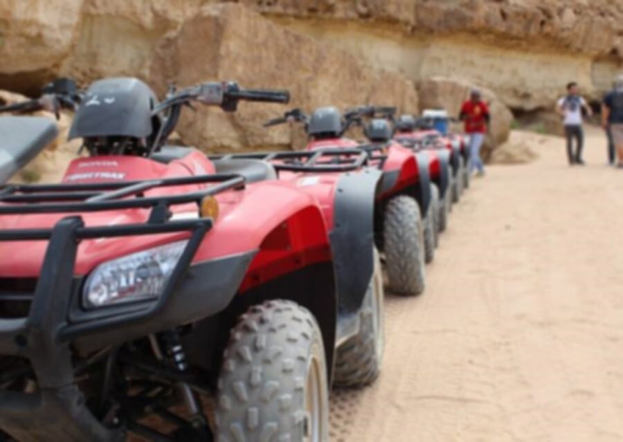 From El Gouna: Dry Canyon Quad Bike Morning Tour - Getting ready at the motor park
