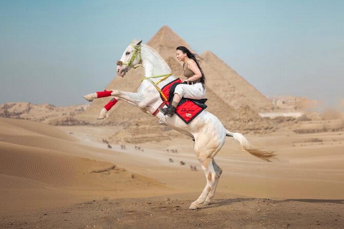 Giza Pyramids Photoshoot with Jumping Horse, Camel and Sphinx - How much value do you get for $100?