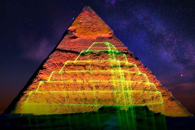 Giza Pyramids Sound & Light Show At Night - Sitting beneath the Sphinx during the presentation