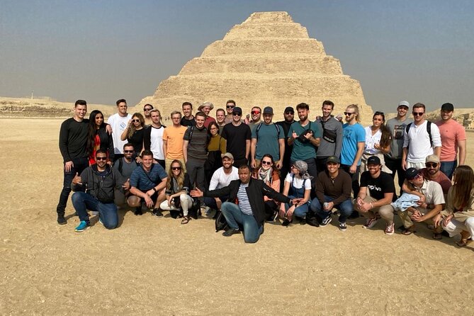Giza Pyramids, Sphinx, Saqqara, and Memphis Private Day Tour - At Giza, the Great Pyramid sets the scale