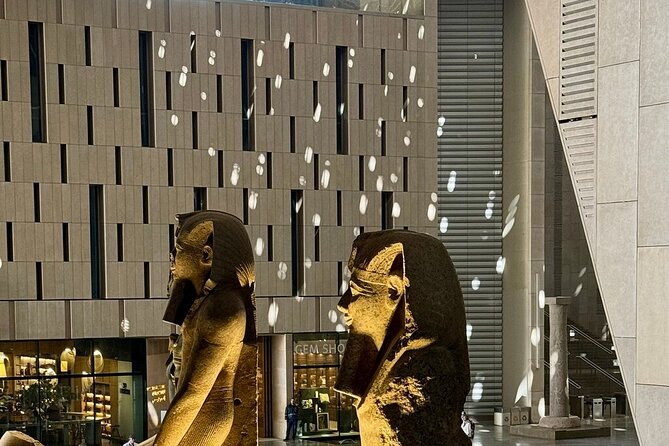 Grand Egyptian Museum, Giza Pyramids and Great Sphinx Tour - The Grand Staircase and its huge royal statues