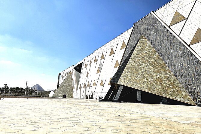 Grand Egyptian Museum, Grand staircase, New Galleries & lunch - Walking the Grand Staircase toward Giza