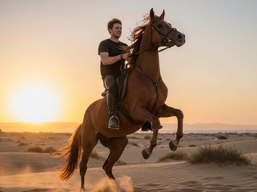 Hurghada: Arabian Desert and Sea Horseback Adventure - Riding from the stables into the Arabian Desert