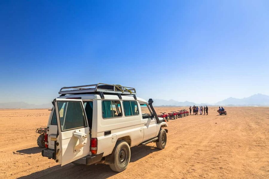 Hurghada: ATV Quad, Jeep and Buggy Safari with BBQ Dinner - The jeep safari and first desert views
