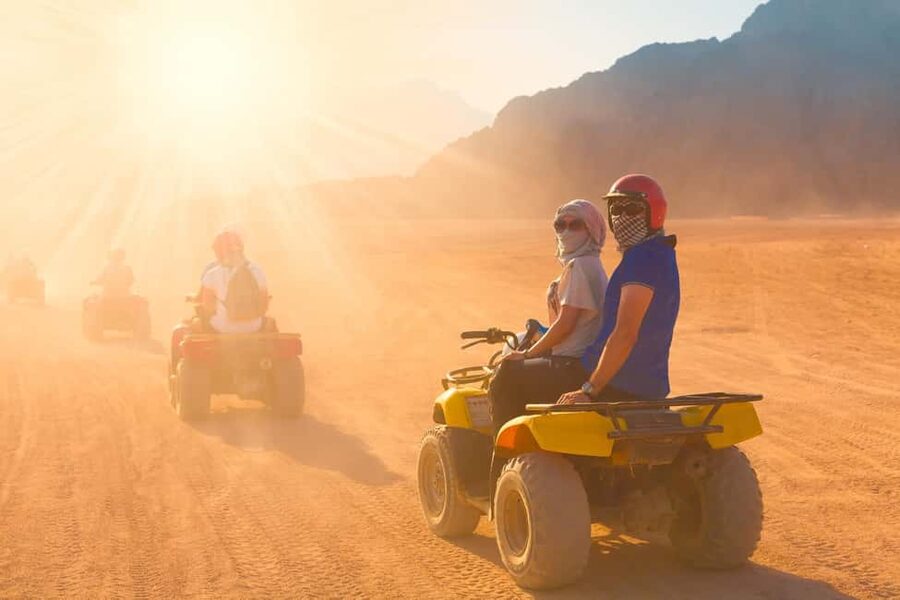 Hurghada: ATV Quad, Jeep and Buggy Safari with BBQ Dinner - Camel photos and the sunset