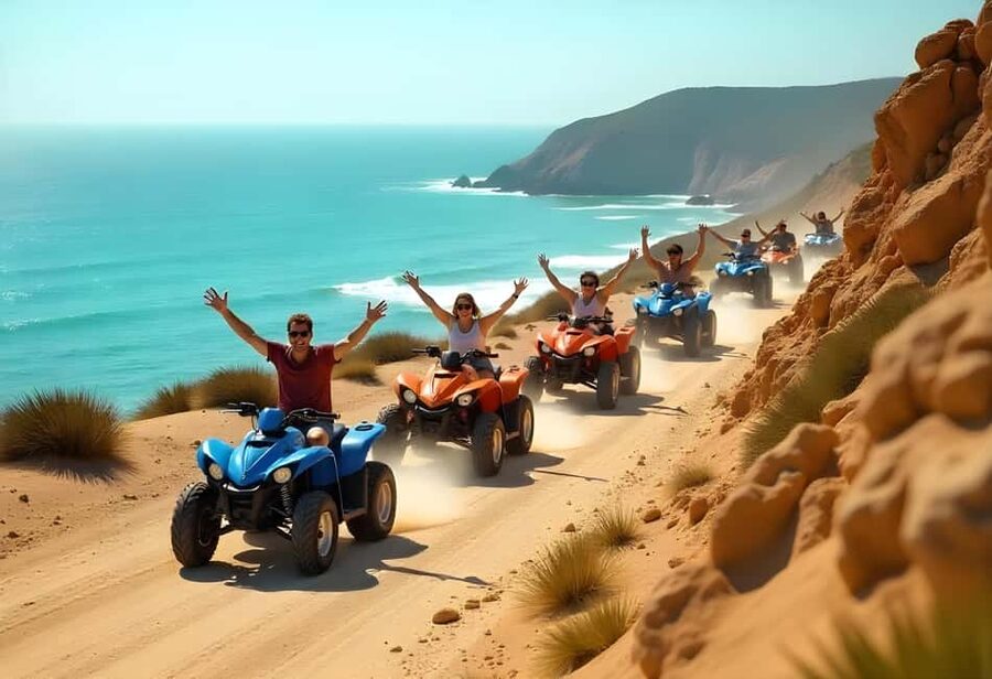 Hurghada: Sea and Mountains Quad or Buggy Family Tour - Quad bikes across desert tracks toward Makadi Bay