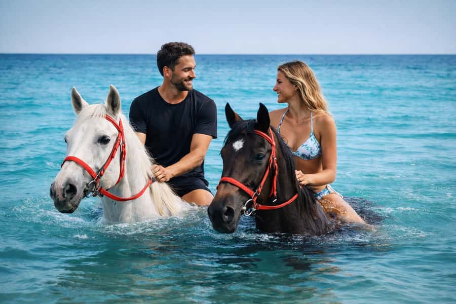 Hurghada: Sea & Desert Horse Riding tour/w Swimming&Transfer - Riding through the Hurghada desert