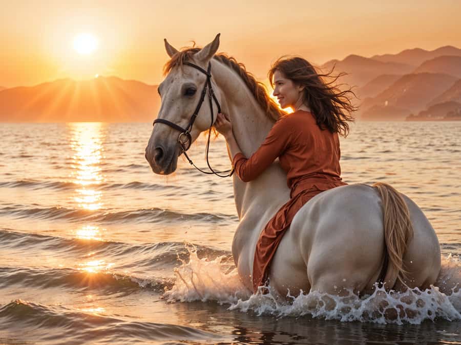 Hurghada: Sea & Desert Horse Tour, Stargazing, Dinner & Show - The VIP horse-swimming option