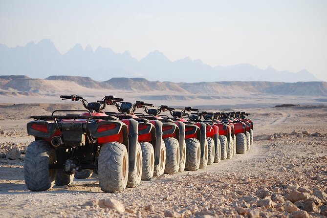 Sharm El Sheikh Super Safari 5</em>1 ATV Quad, Stargazing,Camel Ride,Dinner, Shows – From Sharm El Sheikh to the Sinai desert’ /></p>
<p><p>The afternoon begins with pickup from your hotel in an air-conditioned vehicle. The transfer is included, which matters in Sharm El Sheikh, where reaching the desert on your own would add both cost and hassle.</p>
</p>
<p><p>Pickup timing is not always perfectly exact. One account describes a delay of about 10 minutes, while other outings began smoothly and on time. I would keep a little flexibility in your afternoon rather than booking another tightly timed activity right afterward.</p>
</p>
<p><p>The vehicle may be modern and comfortable, but standards can vary. One ride was described as an old Toyota van. That is not a deal breaker for a desert transfer, but it is worth knowing if you expect polished transport from start to finish.</p>
</p>
<p><p>A representative checks hotel details and organizes the group before the activity begins. The maximum is advertised as 15 people, but at busy times, especially around the end of December, the group may be much larger. That affects almost everything: the pace of the quad ride, the time available at the telescopes, and how personal the guide’s attention feels.</p>
</p>
<p><p>There is also a $1 governmental national park ticket, paid locally in cash. Bring small money. Scarves, ATV goggles, and photos are optional purchases, so you can keep the cost close to the advertised price if you prefer.</p>
</p>
<div class="twil" style="margin: 20px 0; padding: 15px 0;"><p>More Camel Rides in Sharm El Sheikh</p><ul style="margin: 10px 0; padding-left: 0; list-style: none;"><li style="margin: 0 0 12px 0; padding: 0 0 12px 0; border-bottom: 1px solid #eee; line-height: 1.4;"><a href="https://egyptiantourreviews.com/sharm-el-sheikh-atv-camel-ride-with-bbq-dinner-and-show/">Sharm El Sheikh: ATV, Camel Ride with BBQ Dinner and Show</a><br><span style="font-size: 0.82em; color: #555;"><span style="color: #F0A50F;">★</span> 4.5 &nbsp;&middot;&nbsp; 391 reviews</span></li><li style="margin: 0 0 12px 0; padding: 0 0 12px 0; border-bottom: 1px solid #eee; line-height: 1.4;"><a href="https://egyptiantourreviews.com/safari-5-in-1-quads-camels-show-dinner-star-gazing-in-sharm-el-sheikh/">Safari 5 in 1 Quads, Camels, Show, Dinner & Star Gazing in Sharm El Sheikh</a><br><span style="font-size: 0.82em; color: #555;"><span style="color: #F0A50F;">★</span> 4.5 &nbsp;&middot;&nbsp; 387 reviews</span></li><li style="margin: 0; padding: 0; border-bottom: none; line-height: 1.4;"><a href="https://egyptiantourreviews.com/private-day-from-sharm-to-cairo-by-plane-all-entrance-fees-camel-lunch-guide/">Private Day from Sharm to Cairo by plane, all entrance fees, Camel, Lunch, Guide</a><br><span style="font-size: 0.82em; color: #555;"><span style="color: #F0A50F;">★</span> 4.5 &nbsp;&middot;&nbsp; 369 reviews</span></li></ul></div><h2 id="getting-comfortable-on-your-atv">Getting comfortable on your ATV</h2>
<p><img width="669" height="446" decoding="async" src=