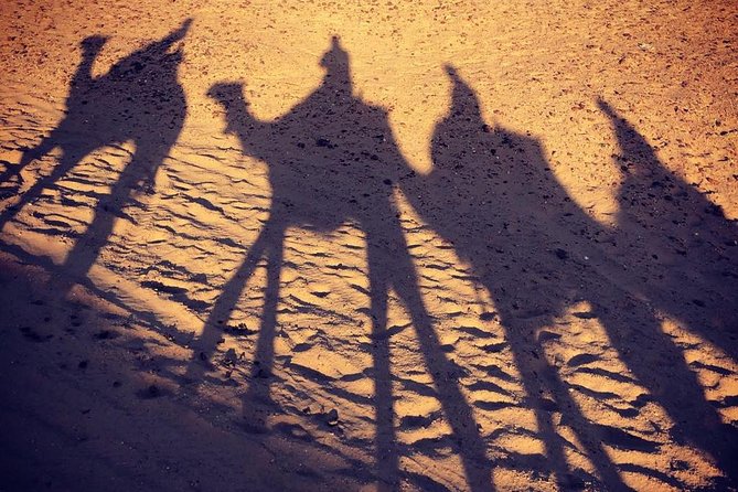 sunset at Giza pyramids by camels - Getting picked up in a private car