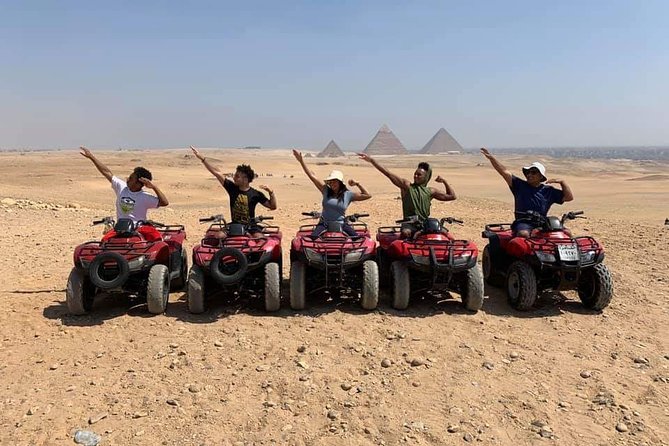 Top rated ATV quad bike at the Desert of Giza Pyramids - Learning to handle the quad bike